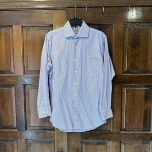Peter Millar Purple & White Plaid Button Down Dress Shirt 15 Regular 100% Cotton